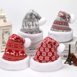 4 stk. Julehat, fleece, snefnug, vinterhat dekoration