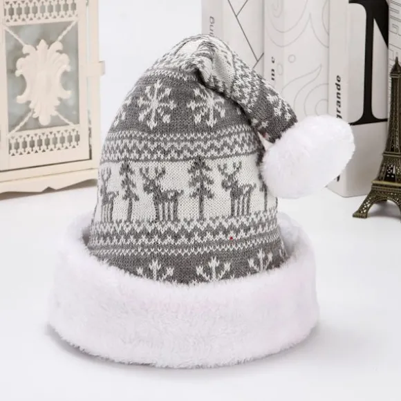 4 stk. Julehat, fleece, snefnug, vinterhat dekoration