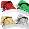 4 stk. julehatte 2 designs dobbeltsidet vendbar pailletter julemand