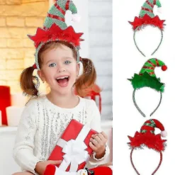 1 stk. Julehårbøjle Kreativ Julehat Hårbøjle med Villus Hovedbøjle Hovedbeklædning Xmas Navidad Fest Børnegave