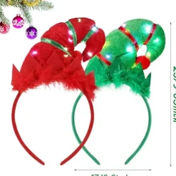 2 stk. Julehårbøjler Selvlysende Kostume Hovedbeklædning Tilbehør Hårbøjle med 3D-design til Julefrokost