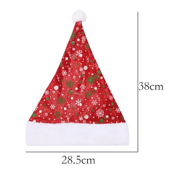 3 stk. julehue i fløjl, unisex, julehue til voksne, feriehuer, fest, snefnug-printet hue, julemandshat til festival kostume