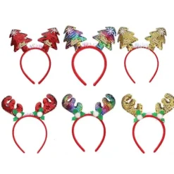 6 stk. jule-sequin-hårbøjler med gevir til julefrokoster, maskerade-kostumer og nytårsaftensfester – sjove hårbøjle-tilbehør til Assorted Color 22x17x1.2cm | Fyndiq