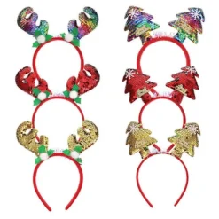 6 stk. jule-sequin-hårbøjler med gevir til julefrokoster, maskerade-kostumer og nytårsaftensfester – sjove hårbøjle-tilbehør til Assorted Color 22x17x1.2cm | Fyndiq