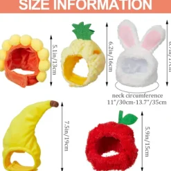 5 stk. kattehatte kattekostume kaninhat med ører sjov ananas