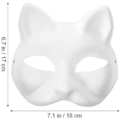 3 stk. kattemaske, Therian masker hvide kattemasker tomme DIY Halloween maske Cosplay, 50% tilbud