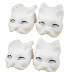 20 stk. Kattemasker Therianmasker lavet af hvidt papir til DIY-maling Cat mask