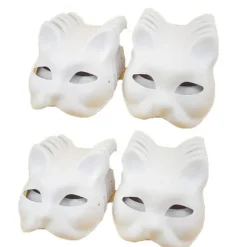 20 stk. Kattemasker Therianmasker lavet af hvidt papir til DIY-maling_yux Cat mask