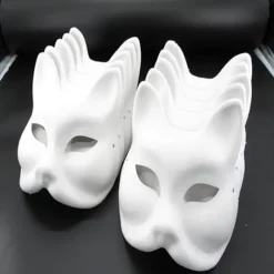 20 stk. Kattemasker Therianmasker lavet af hvidt papir til DIY-maling_yux Cat mask