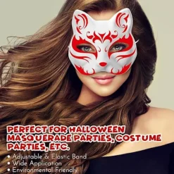 10 stk. Kattemasker til Maling, Dyreudklædningsmasker DIY Hvide Halvmasker til Maskerade Halloween Børn Cosplay Masker Kostumefest Favoritter
