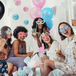 10 stk. køn afslørende briller blå lyserøde solbriller rammeløse hold pige og dreng babyshower dekoration til køn afslørende fest
