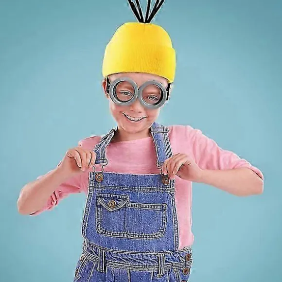 3 stk. Kostumetilbehør Voksen Gul Beanie Strikkede Huer Steampunk Beskyttelsesbriller Briller Sorte Handsker Halloween Cosplay Fest