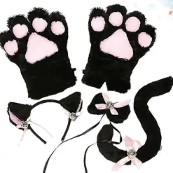 5 stk Kreativ Kat Cosplay Kostume Killinghale Ører Hals Poter Handsker Anime Lolita Gothic Sæt Til Fest