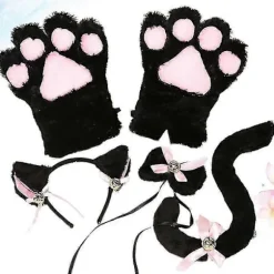 5 stk Kreativ Kat Cosplay Kostume Killinghale Ører Hals Poter Handsker Anime Lolita Gothic Sæt Til Fest