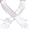 1 stk. Lange albue satin handsker lange aftenhandsker fancy dress silkehandsker damegave