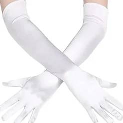 1 stk. Lange albue satin handsker lange aftenhandsker fancy dress silkehandsker damegave