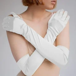1 stk. Lange albue satin handsker lange aftenhandsker fancy dress silkehandsker damegave