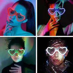 4 stk. LED lysende kærlighedsbriller, blinkende LED Cyberpunk-briller