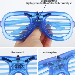 4 stk. LED-briller, der lyser, blinkende LED Cyberpunk-briller til