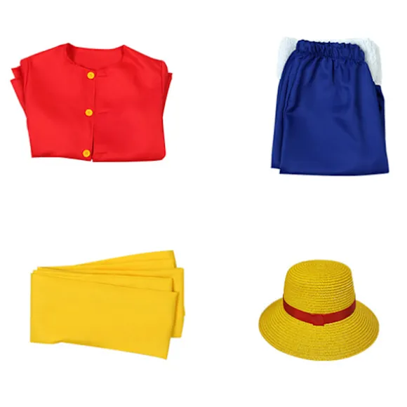 4 stk Luffy sæt Halloween anime kostume til børn voksne Kid-S