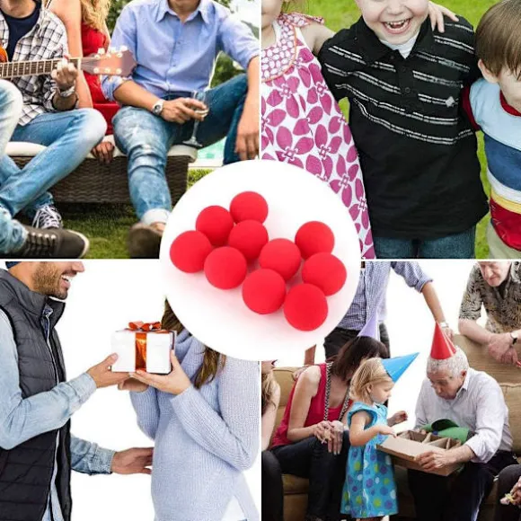 10 stk. magiske svampebolde, 4,5 cm/1,77 tommer rød svamp softbold nærbillede magi gade klassisk komedie trick rekvisitter bløde røde svampebolde