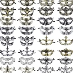 32 stk. Mardi Gras Maske Maskerade Maske Vintage Antik Maske Med Guld Sølv