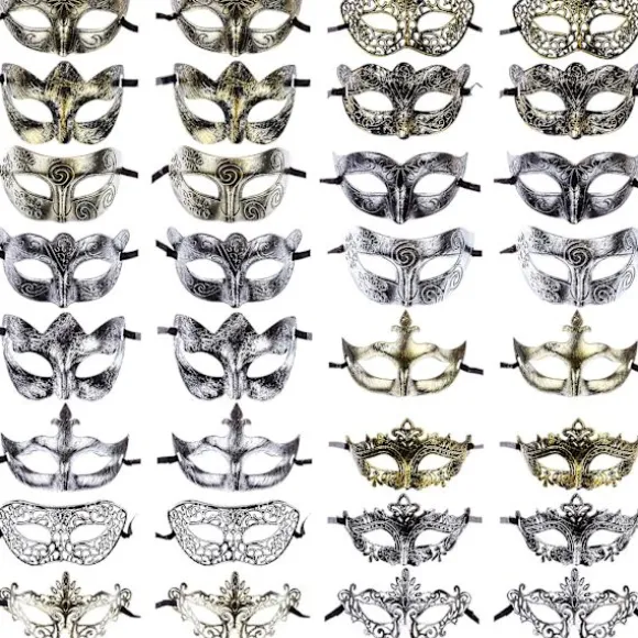 32 stk. Mardi Gras Maske Maskerade Maske Vintage Antik Maske Med Guld Sølv
