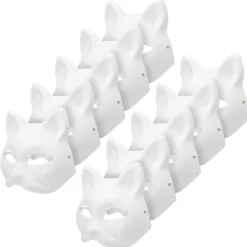 10 stk. Maskekatte-ansigtsmasker DIY-festmasker rekvisitter Malbare blanke masker Fest Cosplay-tilbehør