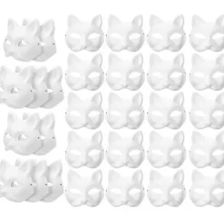 30 stk. maskerade blank maske Katte masker Kostume Cosplay maske Lav din egen umalede katte maske - Perfekt