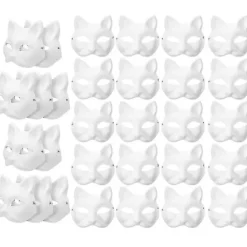 30 stk. Maskerade Blank Maske Kattemasker Kostume Cosplay Maske DIY Umalet Kattemaske