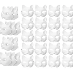 30 stk. Maskerade Blank Maske Kattemasker Kostume Cosplay Maske Lav din egen umalede kattemaske - Perfekt