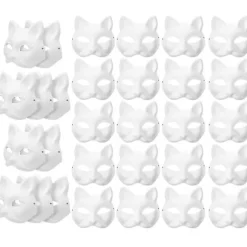 30 stk. Maskerade Blanke Maske Kattemasker Kostume Cosplay Maske Lav din egen umalet kattemaske