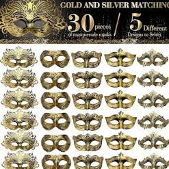 30 stk. maskerademasker, velegnet til Valentinsdag-kostumefester 30pcs