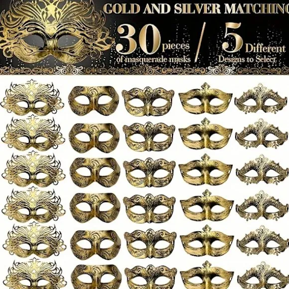 30 stk. maskerademasker, velegnet til Valentinsdag-kostumefester 30pcs