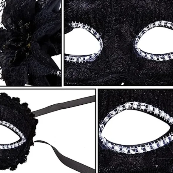 2 STK Masquerade Mask Side Blomster Halv-ansigt Ansigtsdekoration