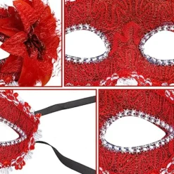 2 STK Masquerade Mask Side Blomster Halv-ansigt Ansigtsdekoration