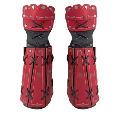 2 stk. middelalderlig samurai læder rustning armbeskytter bueskydning arm beskyttelse ridder handske håndledsrem steampunk lange handsker vambraces（rød） | Fyndiq