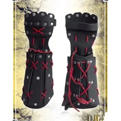 2 stk. middelalderlig samurai læder rustning armbeskytter bueskydning arm beskyttelse ridder handske håndledsrem steampunk lange handsker vambraces（sort） | Fyndiq