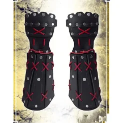2 stk. middelalderlig samurai læder rustning armbeskytter bueskydning arm beskyttelse ridder handske håndledsrem steampunk lange handsker vambraces（sort） | Fyndiq