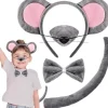 4 stk. Museører og Hale Kostumesæt Rotteører Pandebånd Næse Butterfly Haler Fancy Dress Tilbehør til Børn Voksne World Book Day Cosplay Fødselsdag