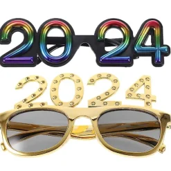 2 stk. Nytårsbriller 2024 - Festartikler 2024 Nytårsfest Sjove solbriller Nyhedsbriller
