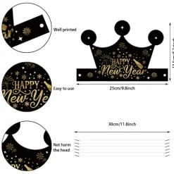 12 stk. Nytårsbriller Happy New Year Hatformede Solbriller Fotoboksrekvisitter til Nytårsaften Festdekorationer
