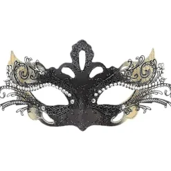 2 stk., Par Masquerade Masker Metal Venetian Mardi Gras Fest Aften Prom Kostume Maske (guld)
