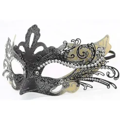 2 stk., Par Masquerade Masker Metal Venetian Mardi Gras Fest Aften Prom Kostume Maske (guld)