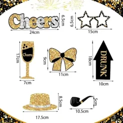 30 stk. Party Photo Booth Props Glitter Prom Photobooth Kit Fødselsdags Photo Booth Tilbehør Overskæg Læbestift Slips Briller Party