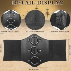 7 stk. Piratkostume til kvinder Cosplay Renæssance Bluse Toppe Korset Taljebælte Piratnederdel Pirat Cosplay Outfit 7 Pcs Large