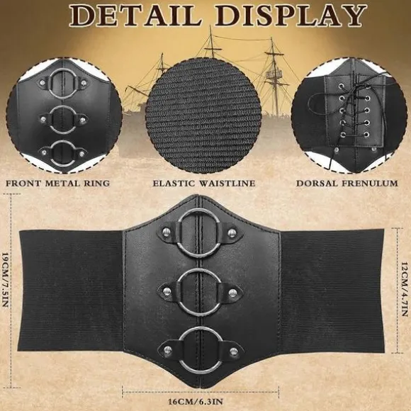 7 stk. Piratkostume til kvinder Cosplay Renæssance Bluse Toppe Korset Taljebælte Piratnederdel Pirat Cosplay Outfit 7 Pcs Large
