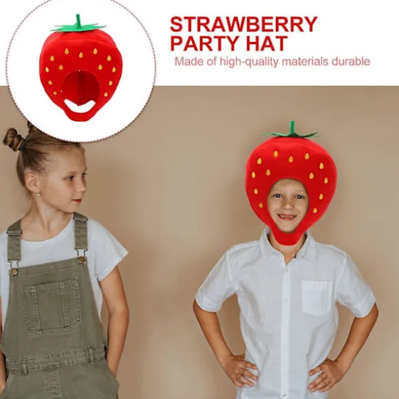 1 stk Plys Hat Sjov Jordbær Form Hovedbeklædning Cosplay Hat Tegneserie Foto Rekvisit size,color