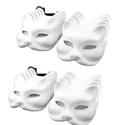 20 stk. Rævemasker Therianmasker lavet af hvidt papir til DIY-maling fox mask