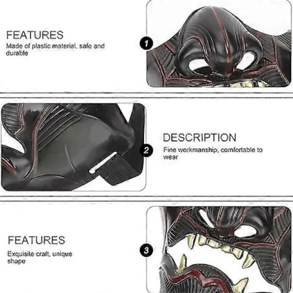 1 stk. Samurai Maske Ghost of Tsushima Maske Ond Dæmon Kabuki Samurai Oni Maske til Halloween Festrekvisitter